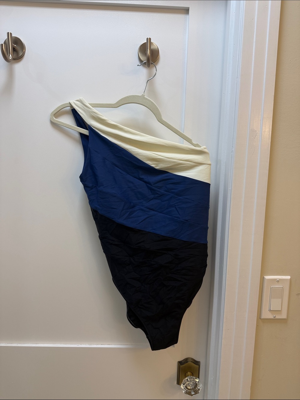 summersalt One-Shoulder Kids Swimsuit in Cream, Blue, and Navy